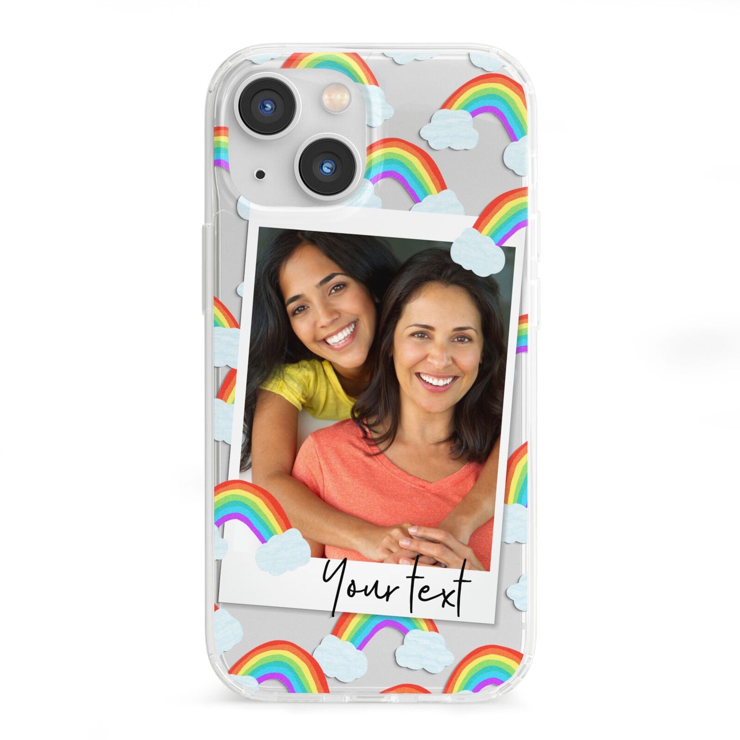 Personalised Rainbow Photo Upload iPhone 13 Mini Clear Bumper Case