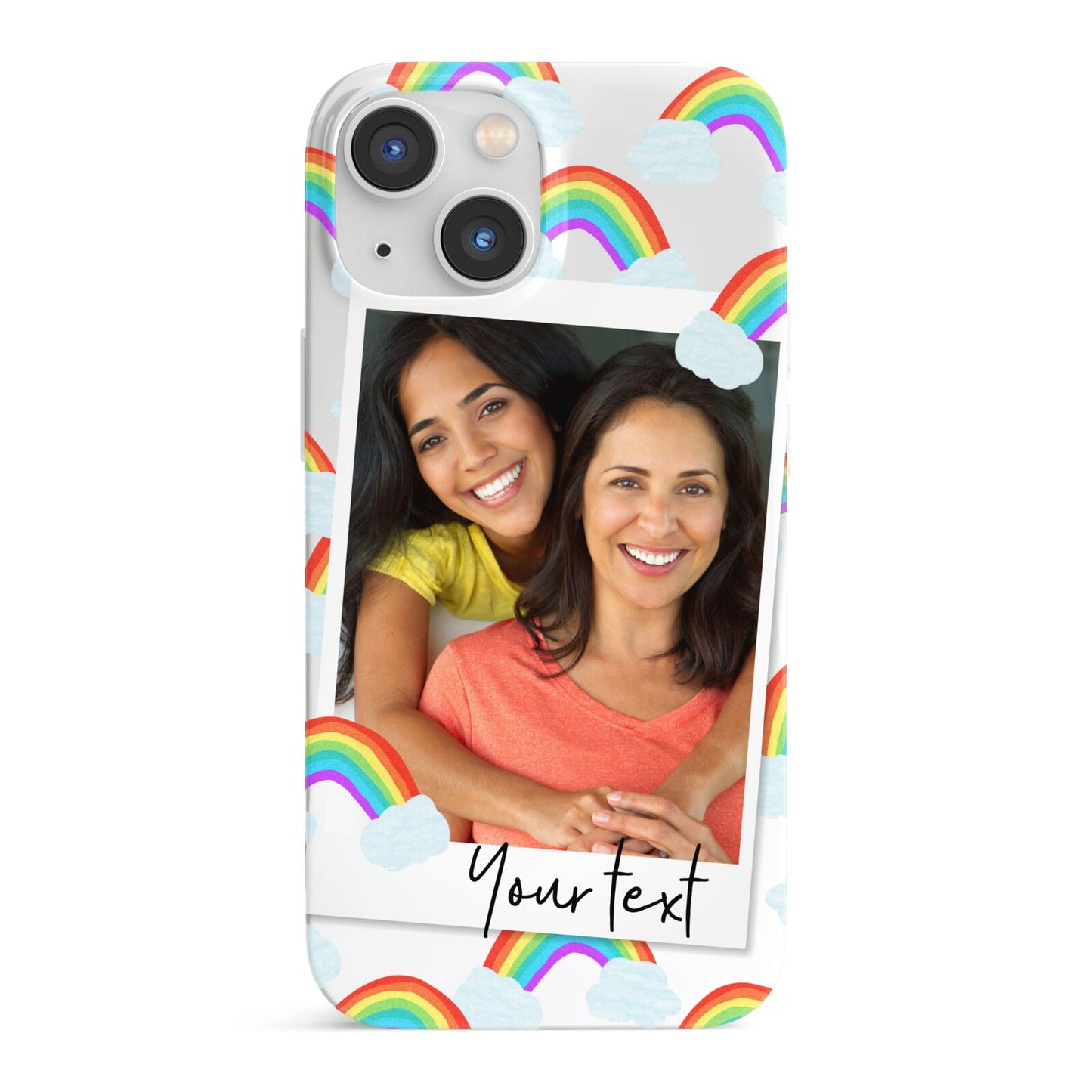 Personalised Rainbow Photo Upload iPhone 13 Mini Full Wrap 3D Snap Case