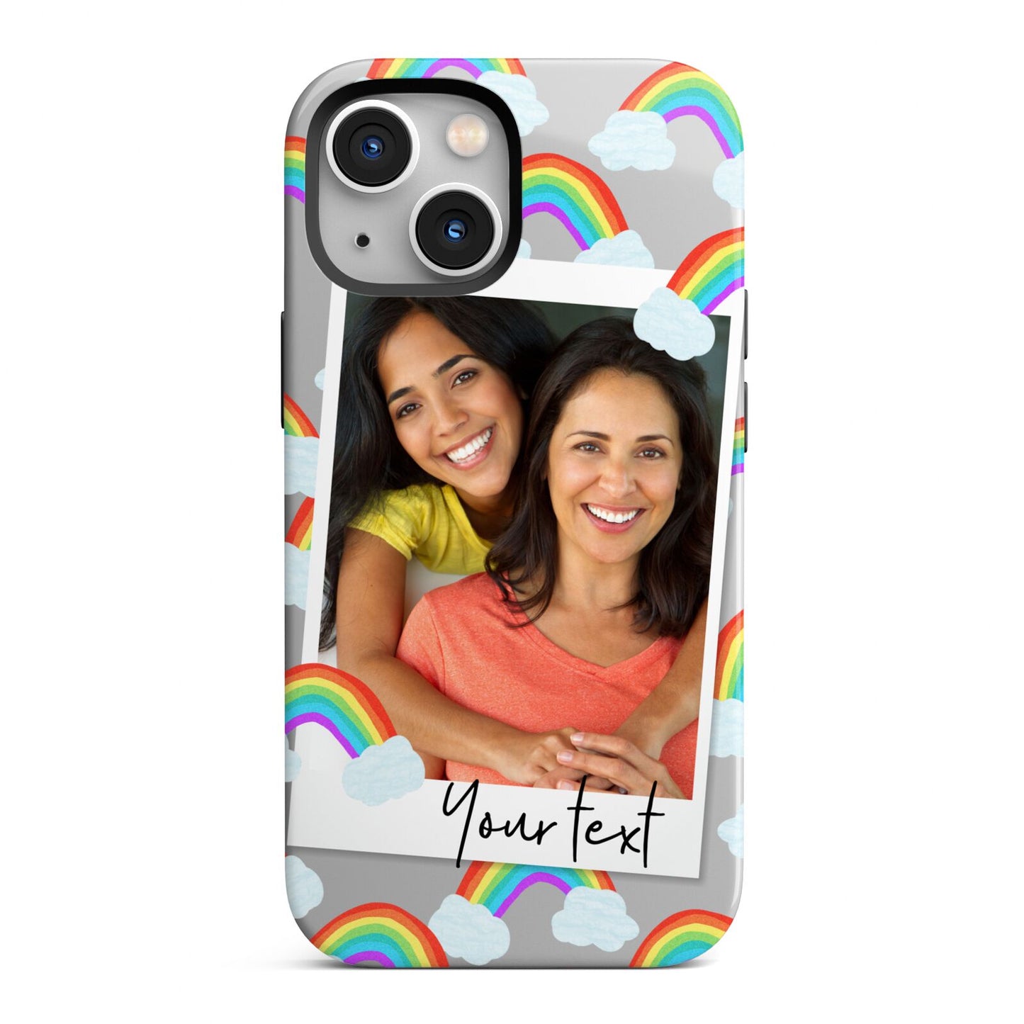 Personalised Rainbow Photo Upload iPhone 13 Mini Full Wrap 3D Tough Case