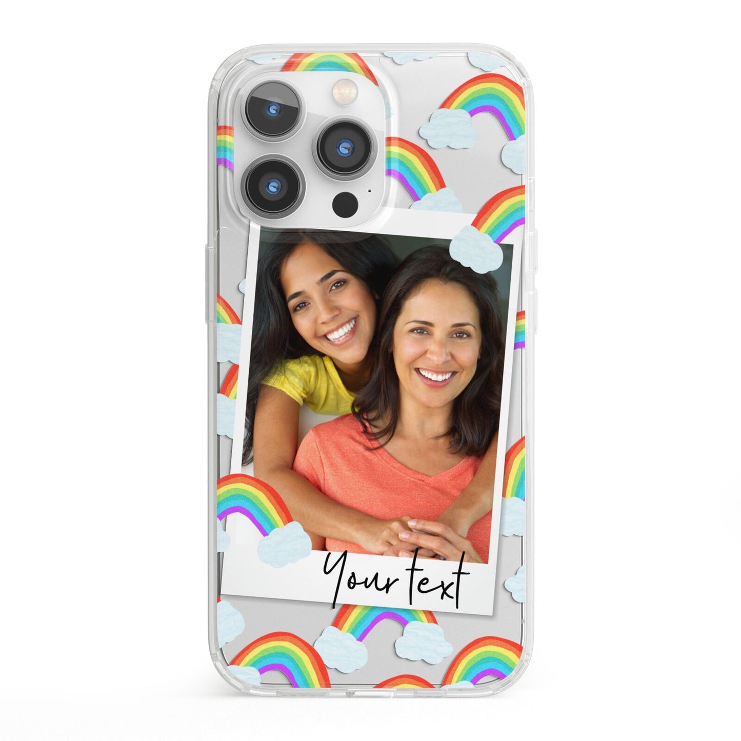 Personalised Rainbow Photo Upload iPhone 13 Pro Clear Bumper Case