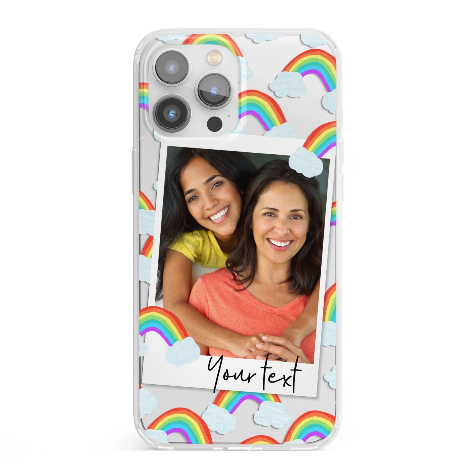 Personalised Rainbow Photo Upload iPhone 13 Pro Max Clear Bumper Case