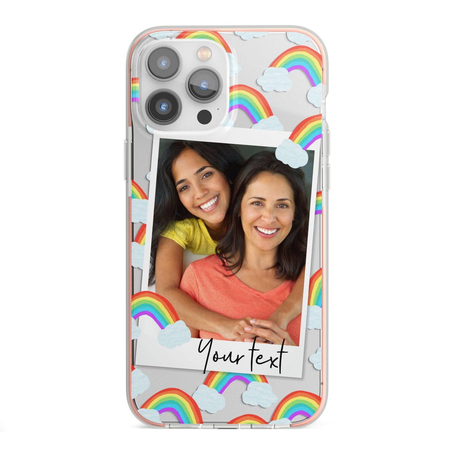 Personalised Rainbow Photo Upload iPhone 13 Pro Max TPU Impact Case with Pink Edges