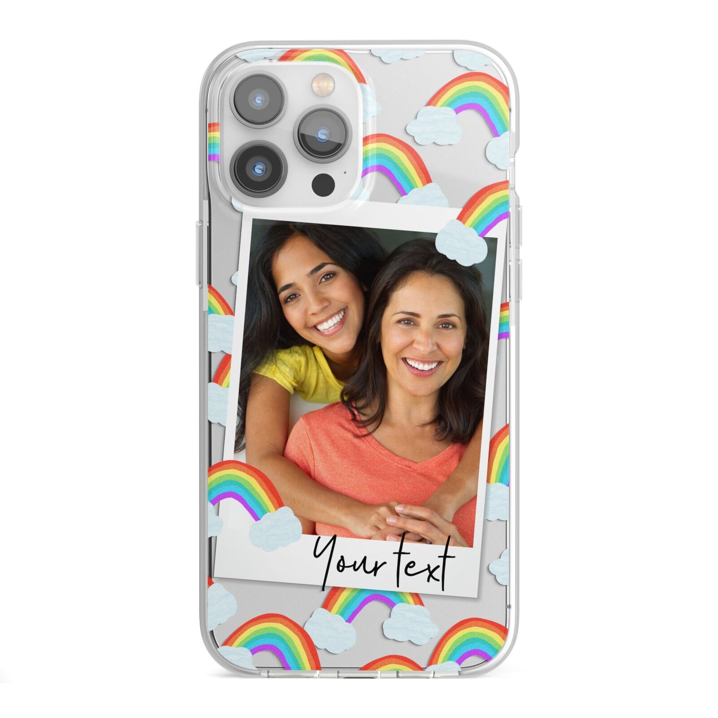 Personalised Rainbow Photo Upload iPhone 13 Pro Max TPU Impact Case with White Edges