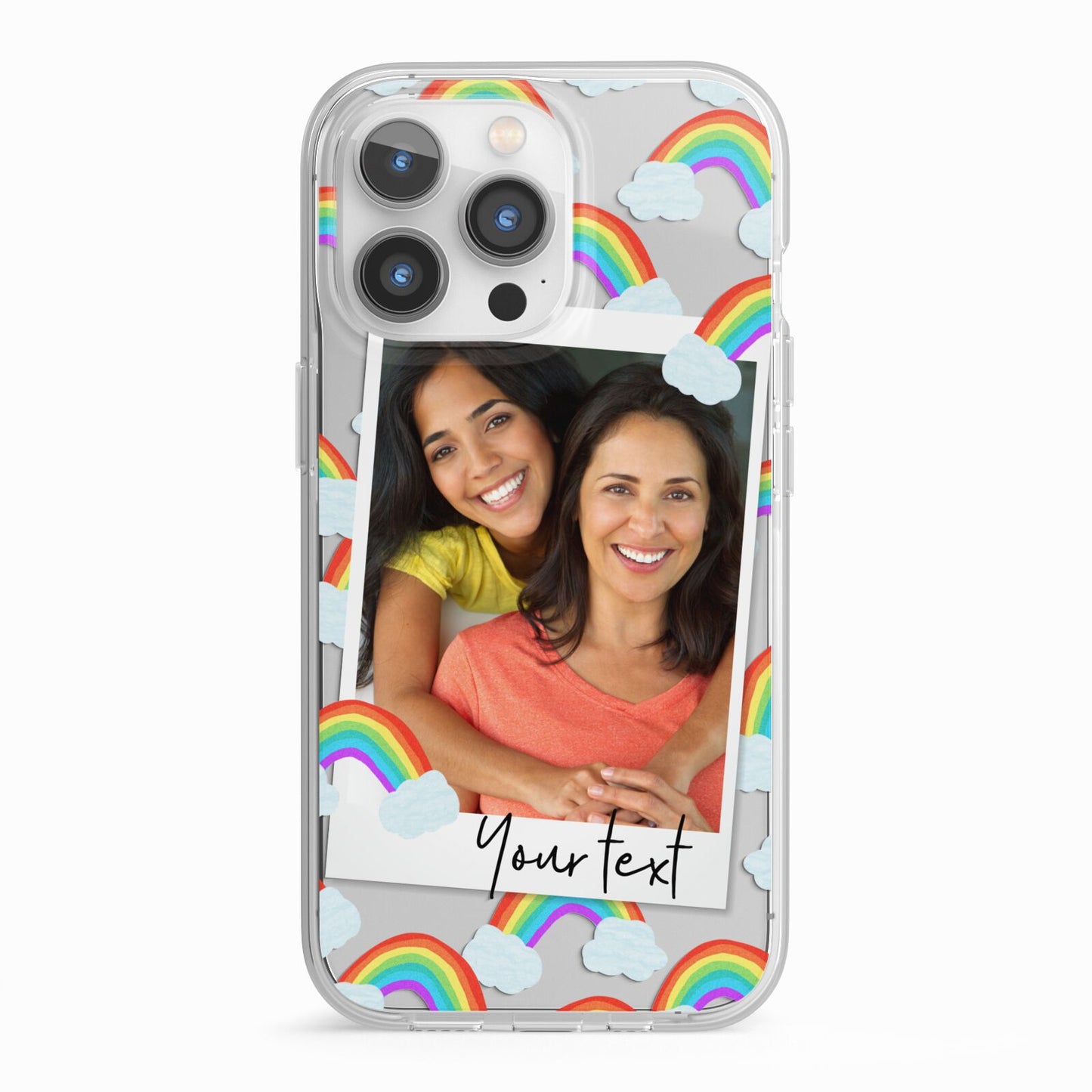 Personalised Rainbow Photo Upload iPhone 13 Pro TPU Impact Case with White Edges