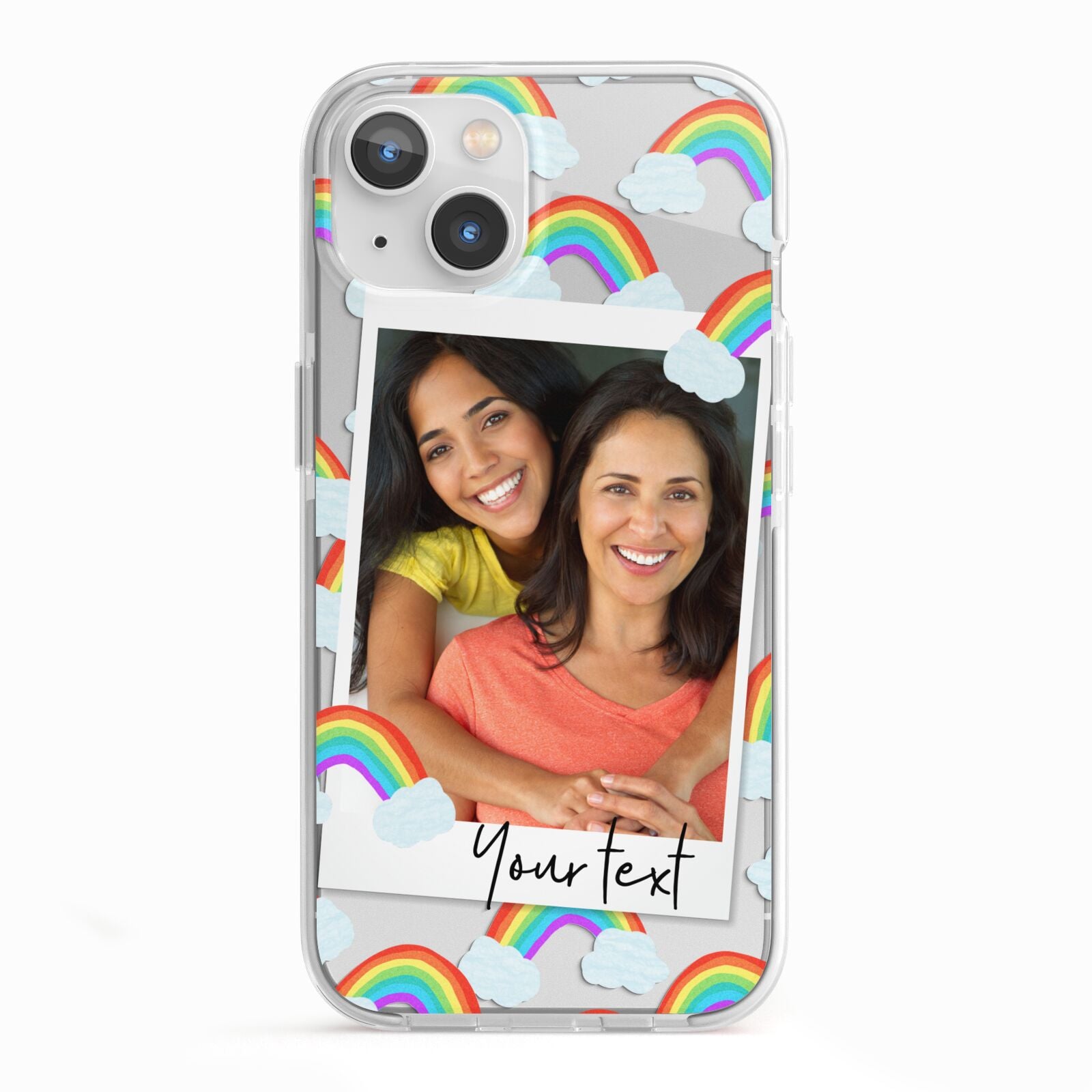 Personalised Rainbow Photo Upload iPhone 13 TPU Impact Case with White Edges