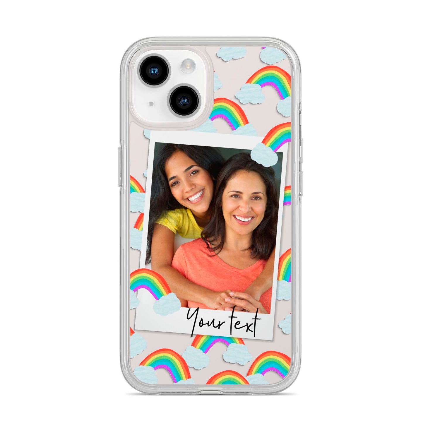 Personalised Rainbow Photo Upload iPhone 14 Clear Tough Case Starlight