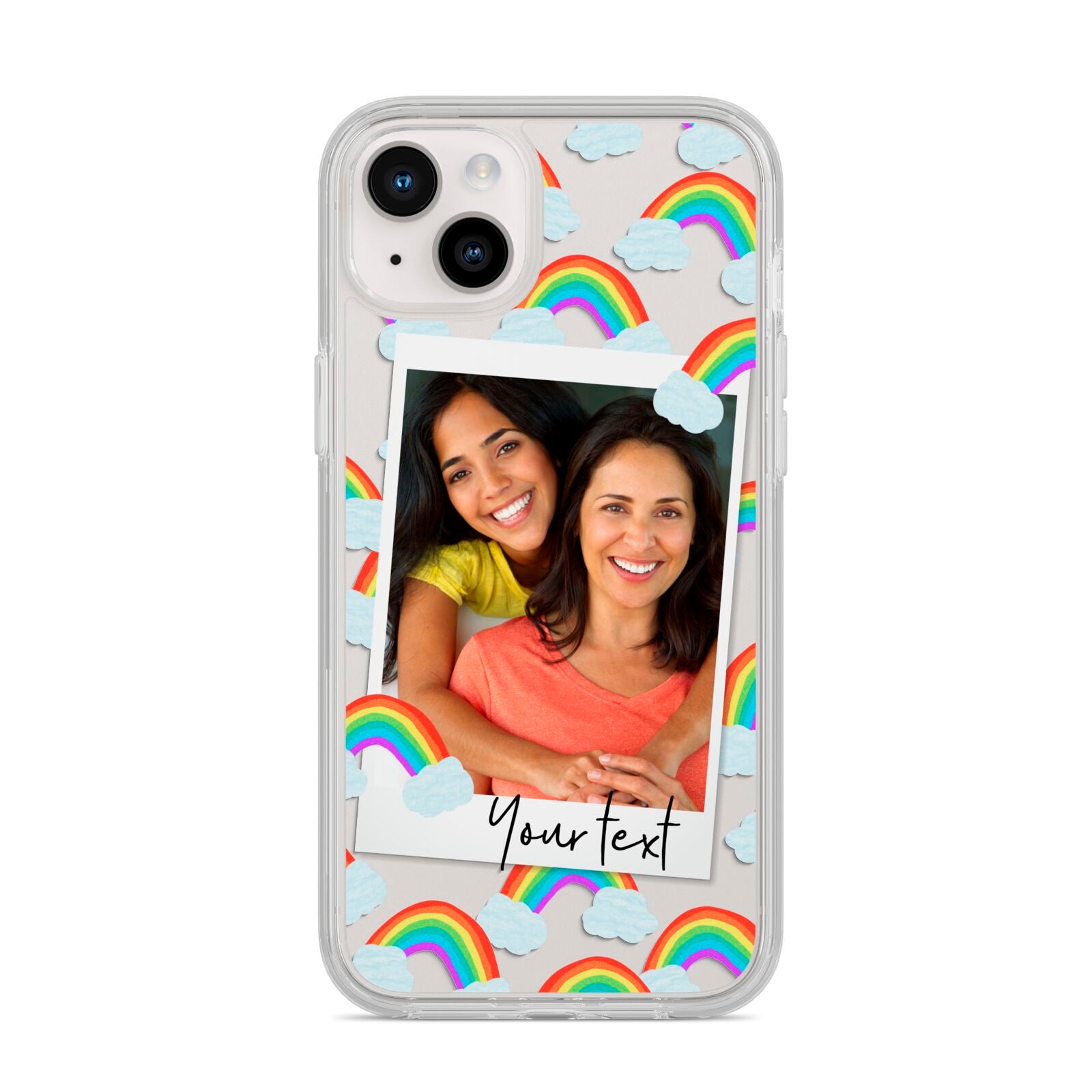 Personalised Rainbow Photo Upload iPhone 14 Plus Clear Tough Case Starlight