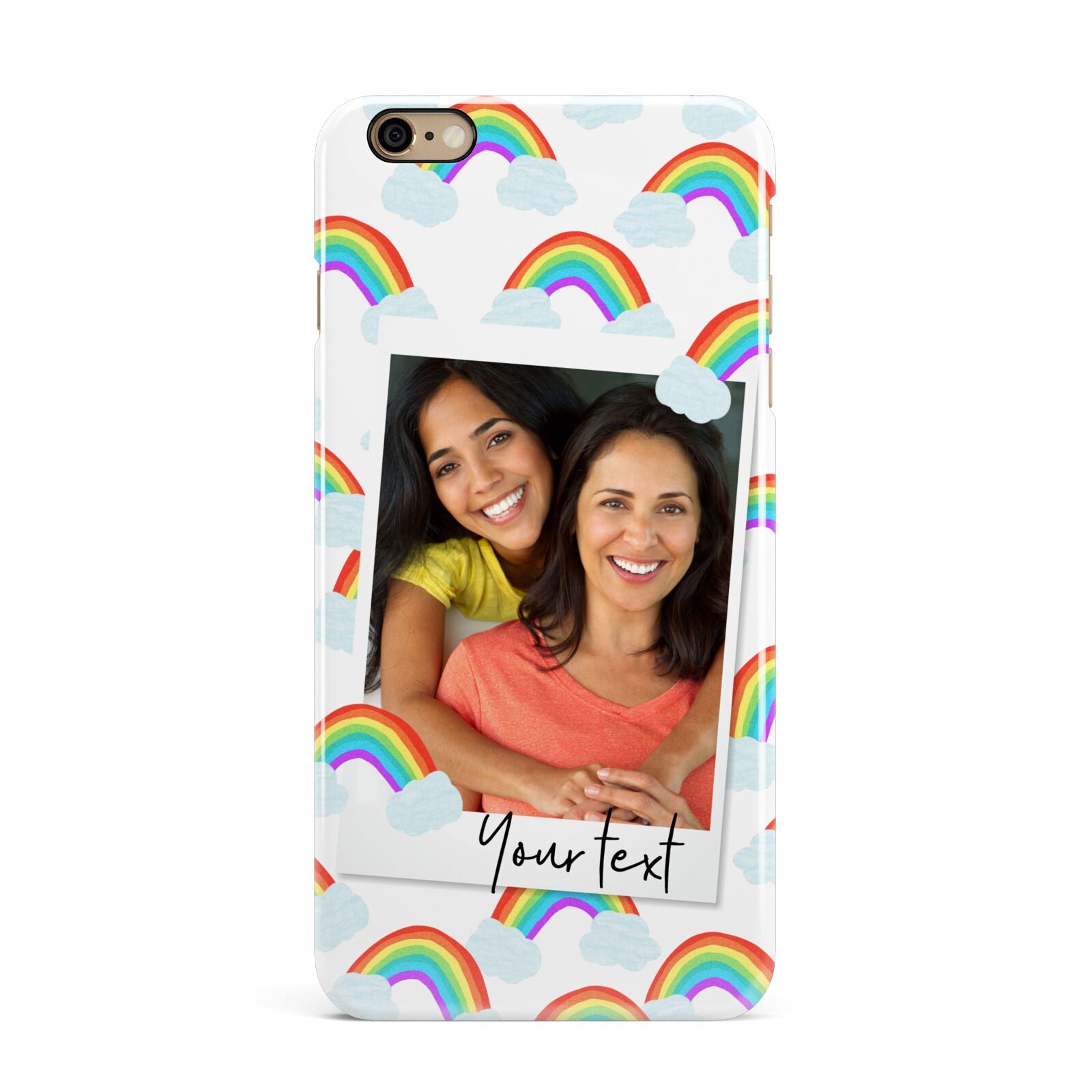 Personalised Rainbow Photo Upload iPhone 6 Plus 3D Snap Case on Gold Phone