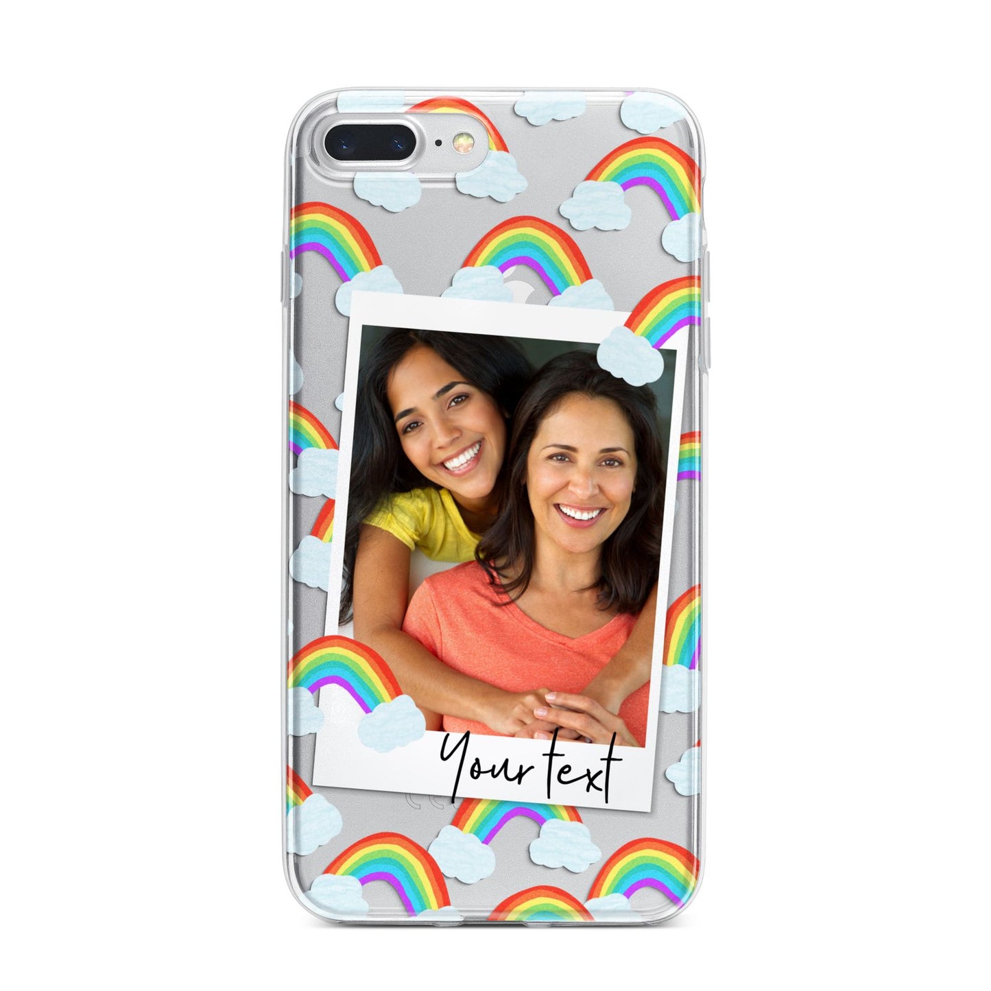 Personalised Rainbow Photo Upload iPhone 7 Plus Bumper Case on Silver iPhone