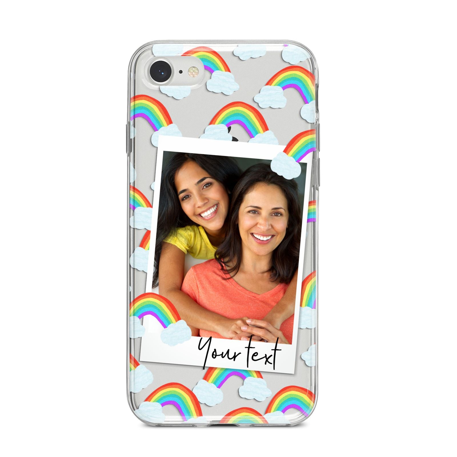 Personalised Rainbow Photo Upload iPhone 8 Bumper Case on Silver iPhone