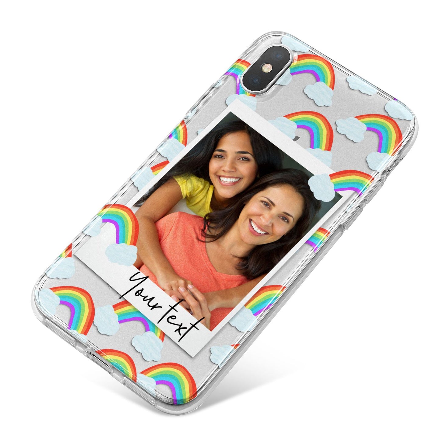 Personalised Rainbow Photo Upload iPhone X Bumper Case on Silver iPhone