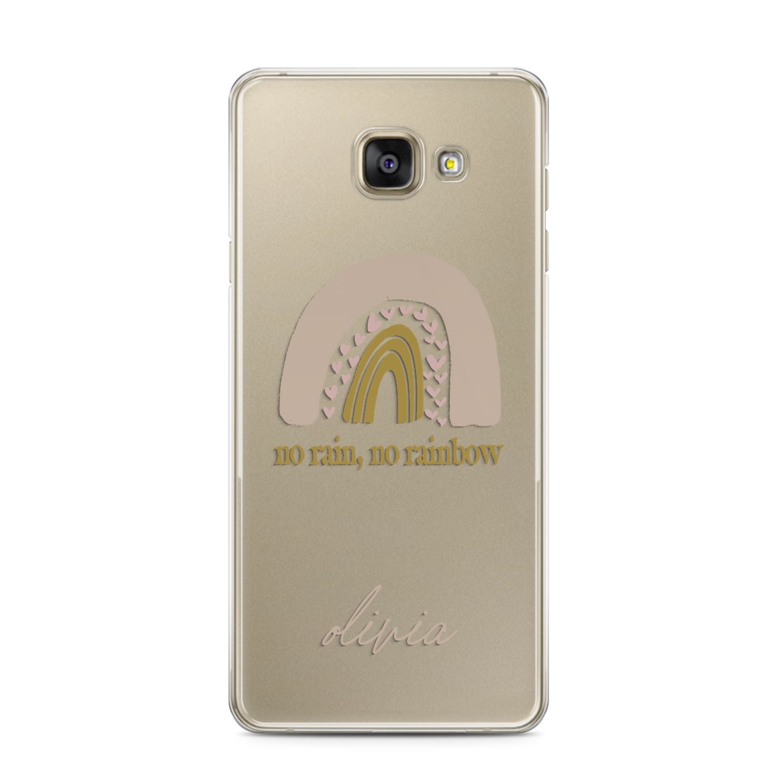 Personalised Rainbow Samsung Galaxy A3 2016 Case on gold phone