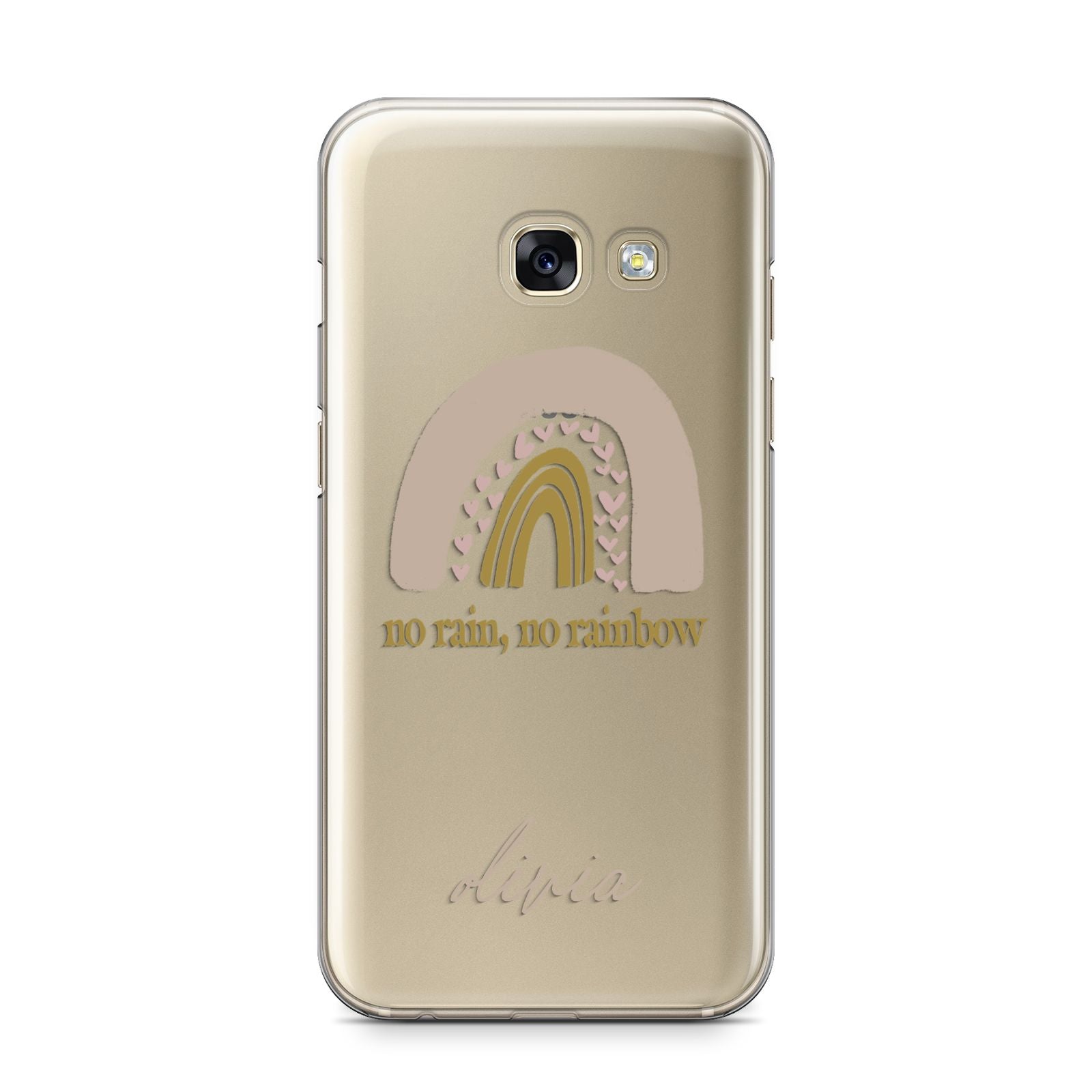 Personalised Rainbow Samsung Galaxy A3 2017 Case on gold phone