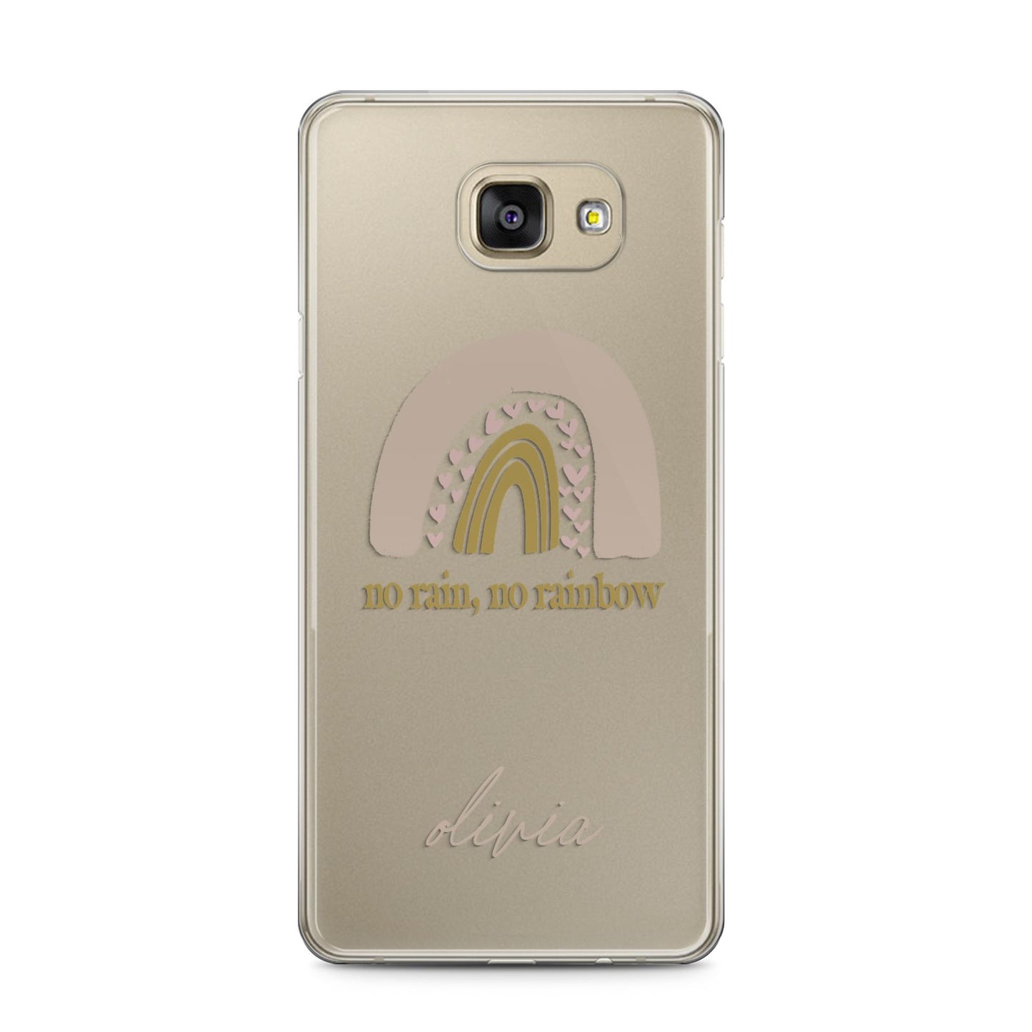 Personalised Rainbow Samsung Galaxy A5 2016 Case on gold phone