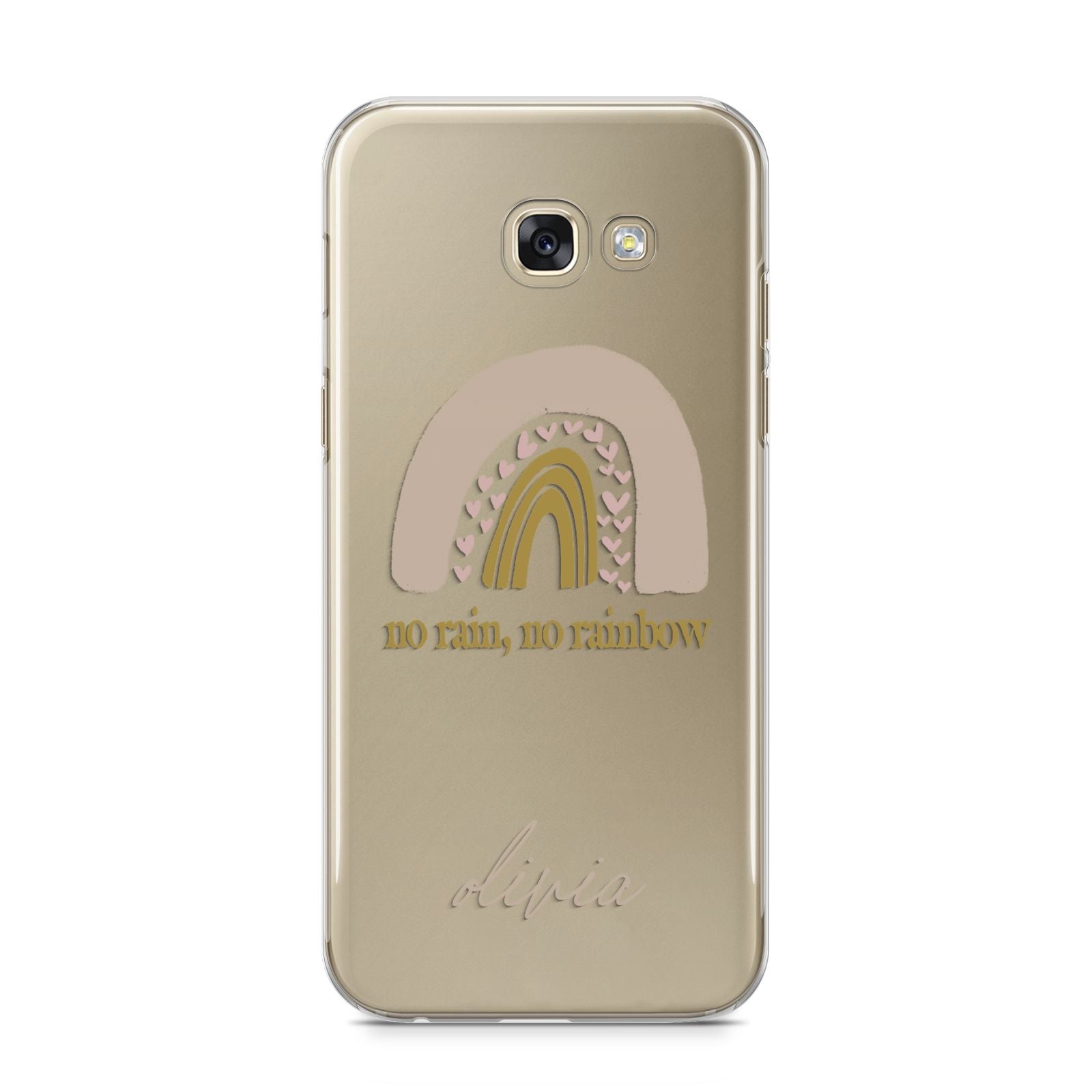 Personalised Rainbow Samsung Galaxy A5 2017 Case on gold phone