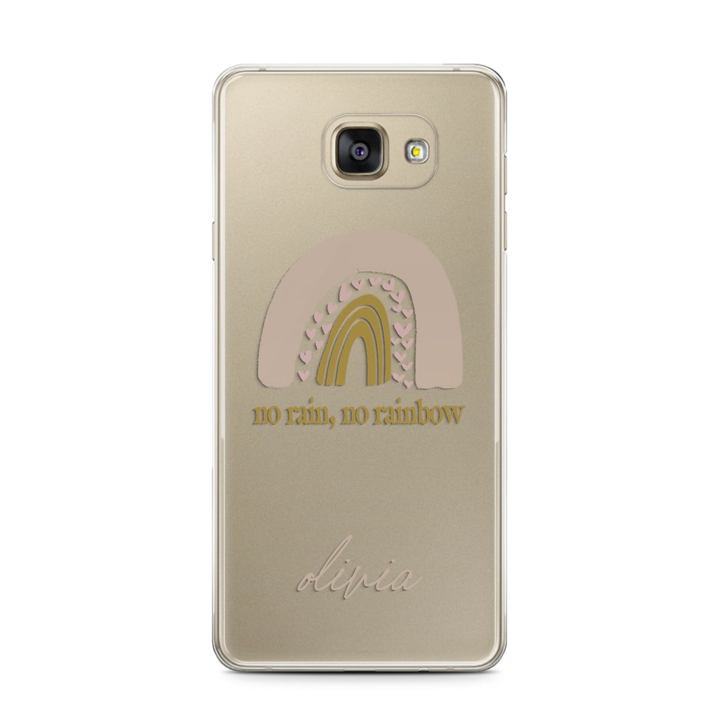 Personalised Rainbow Samsung Galaxy A7 2016 Case on gold phone