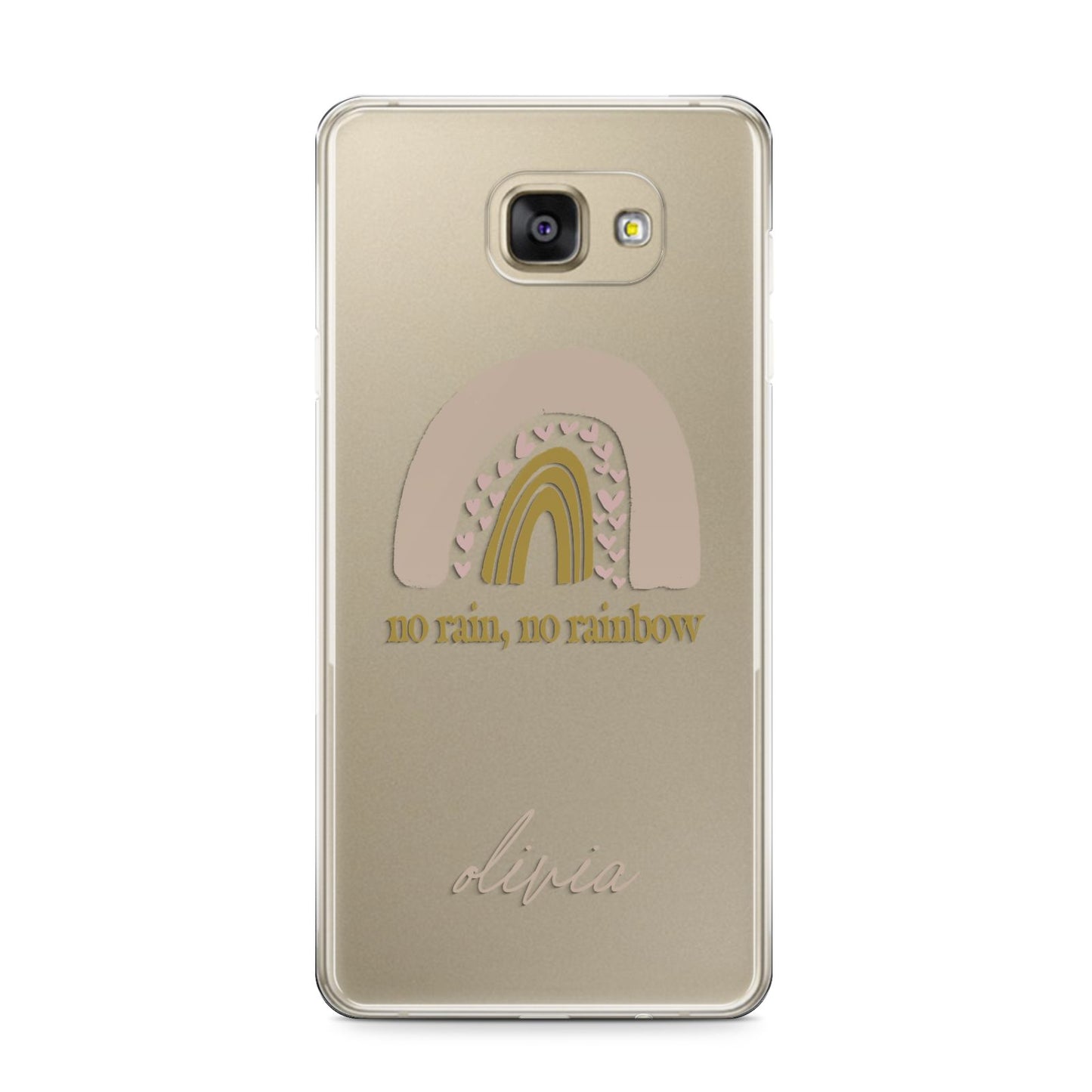 Personalised Rainbow Samsung Galaxy A9 2016 Case on gold phone