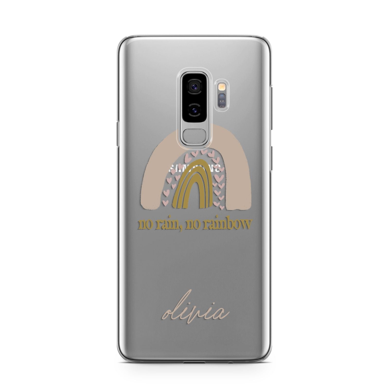 Personalised Rainbow Samsung Galaxy S9 Plus Case on Silver phone