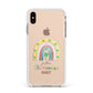 Personalised Rainbow Shamrock Apple iPhone Xs Max Impact Case White Edge on Gold Phone