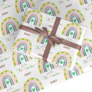 Personalised Rainbow Shamrock Wrapping Paper