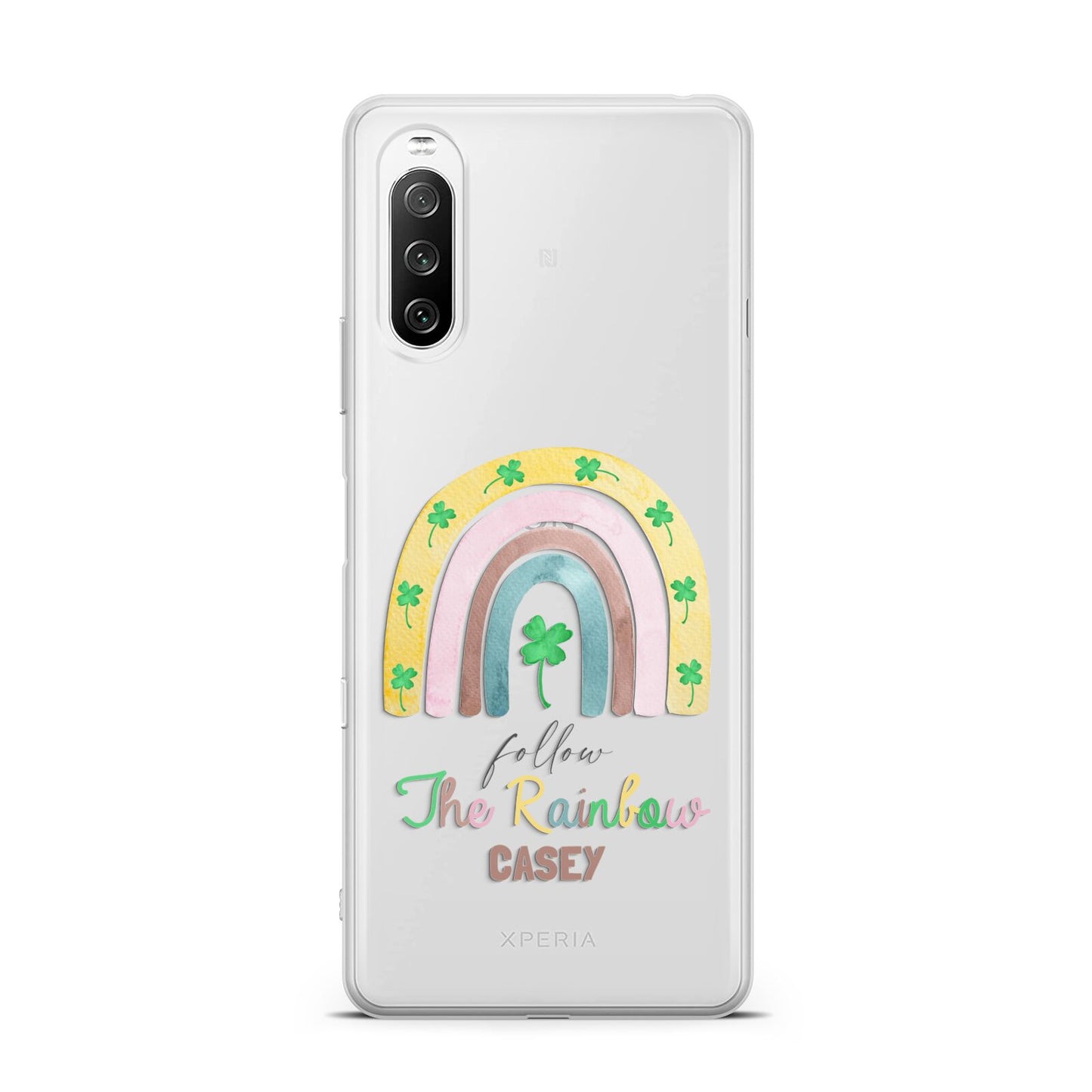 Personalised Rainbow Shamrock Sony Xperia 10 III Case