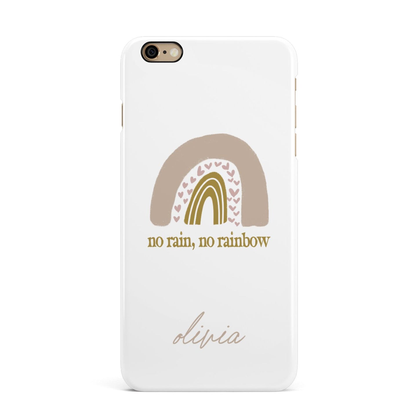 Personalised Rainbow iPhone 6 Plus 3D Snap Case on Gold Phone