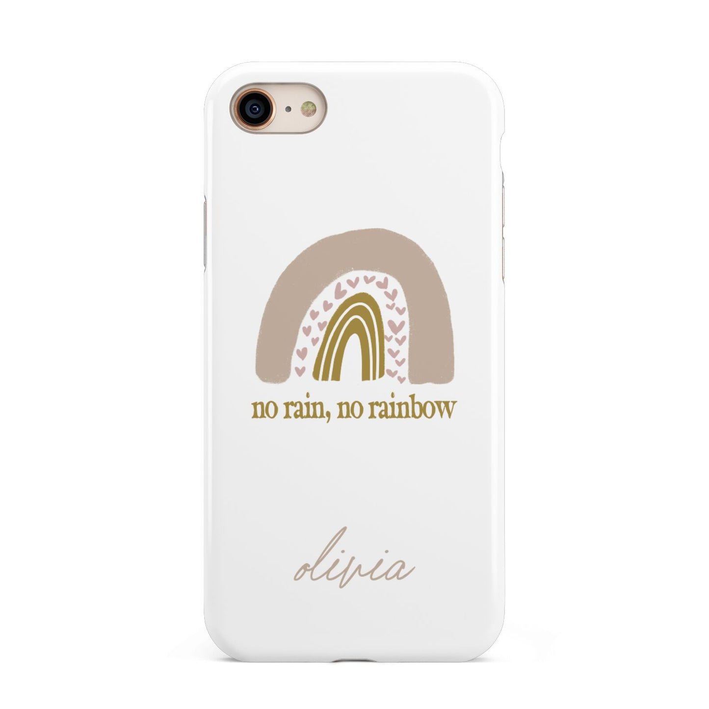 Personalised Rainbow iPhone 8 3D Tough Case on Gold Phone