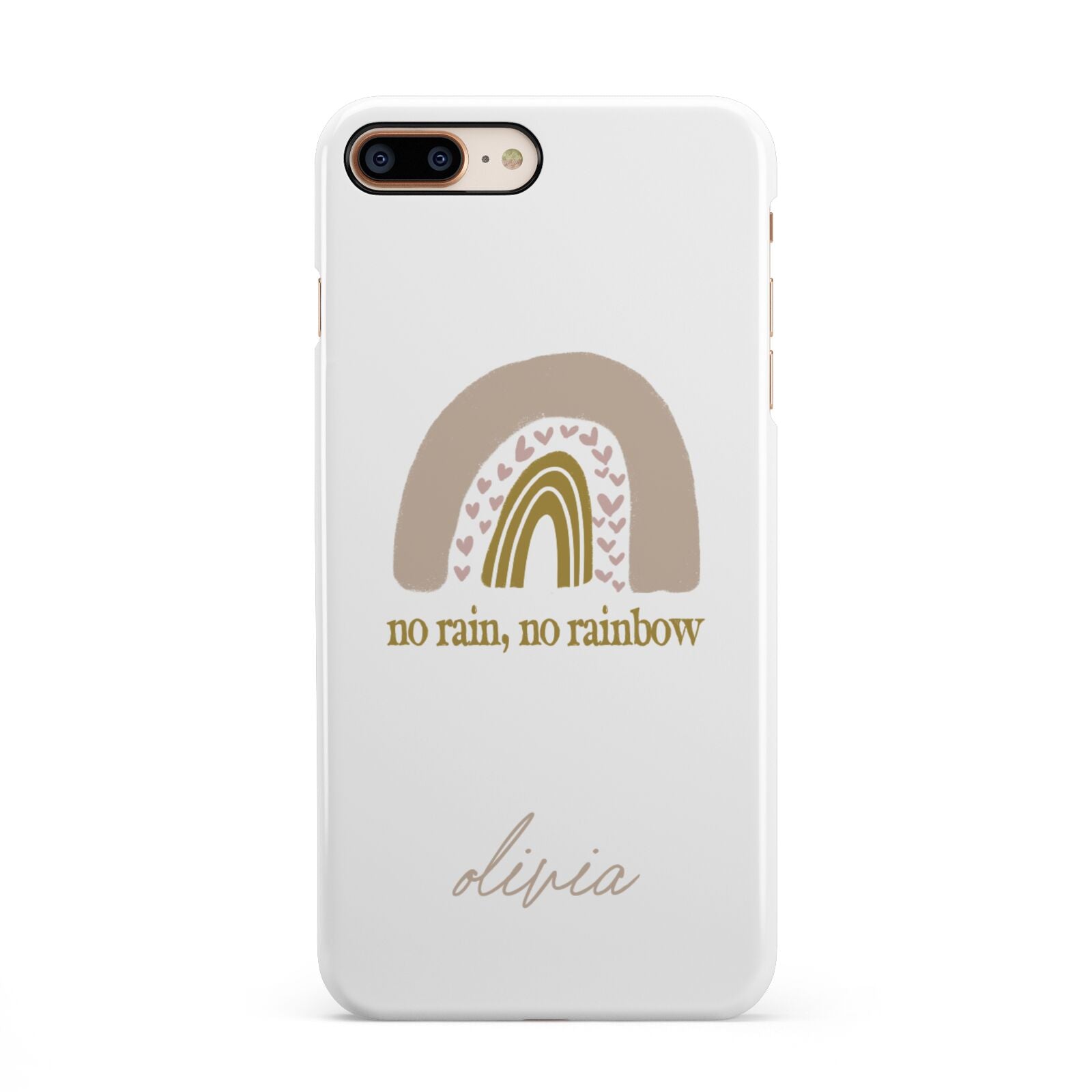 Personalised Rainbow iPhone 8 Plus 3D Snap Case on Gold Phone