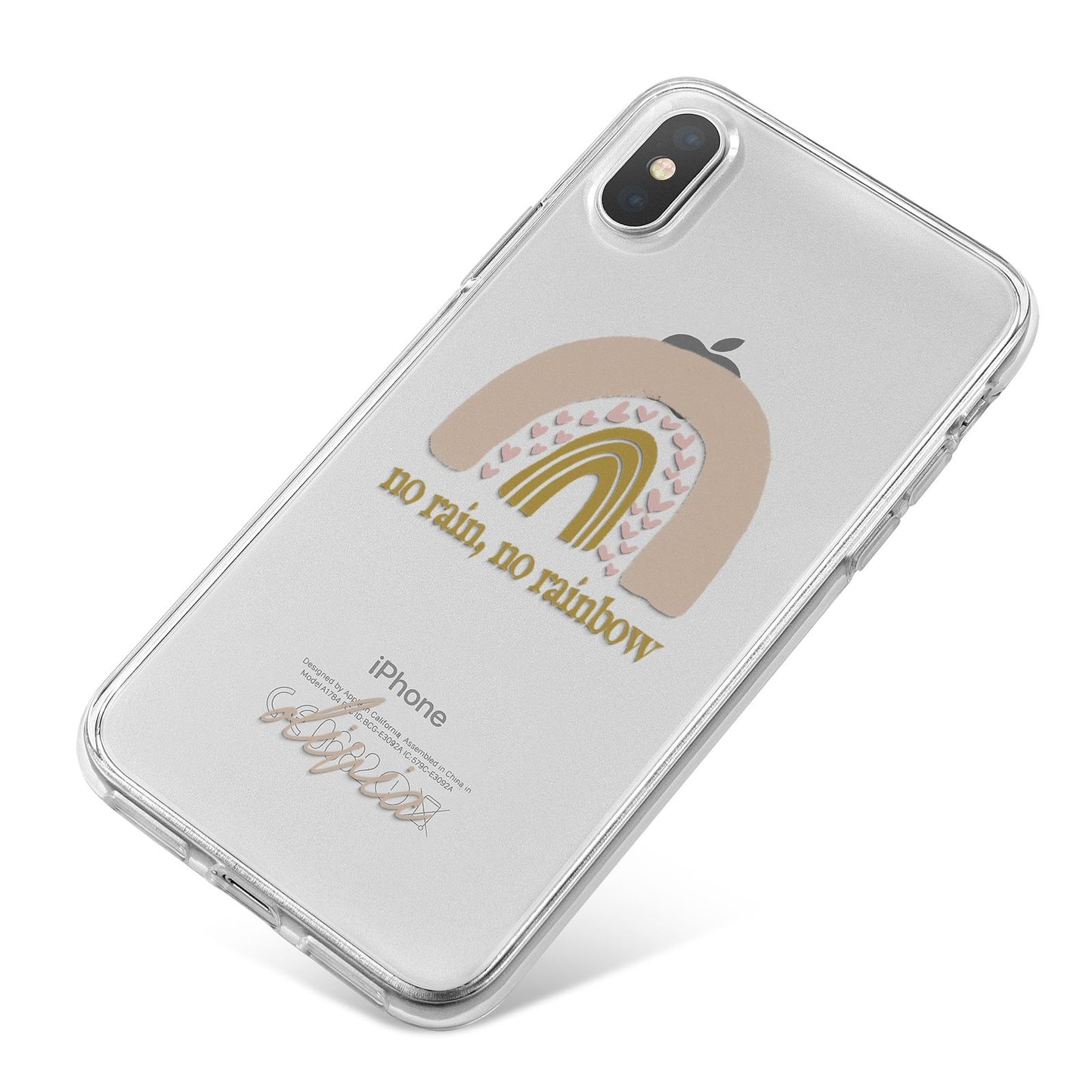 Personalised Rainbow iPhone X Bumper Case on Silver iPhone