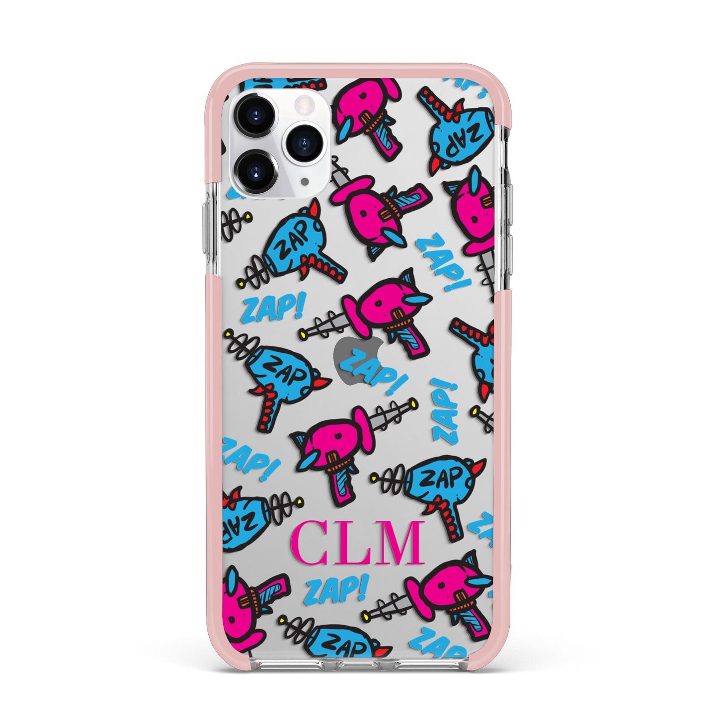 Personalised Ray Gun Initials iPhone 11 Pro Max Impact Pink Edge Case