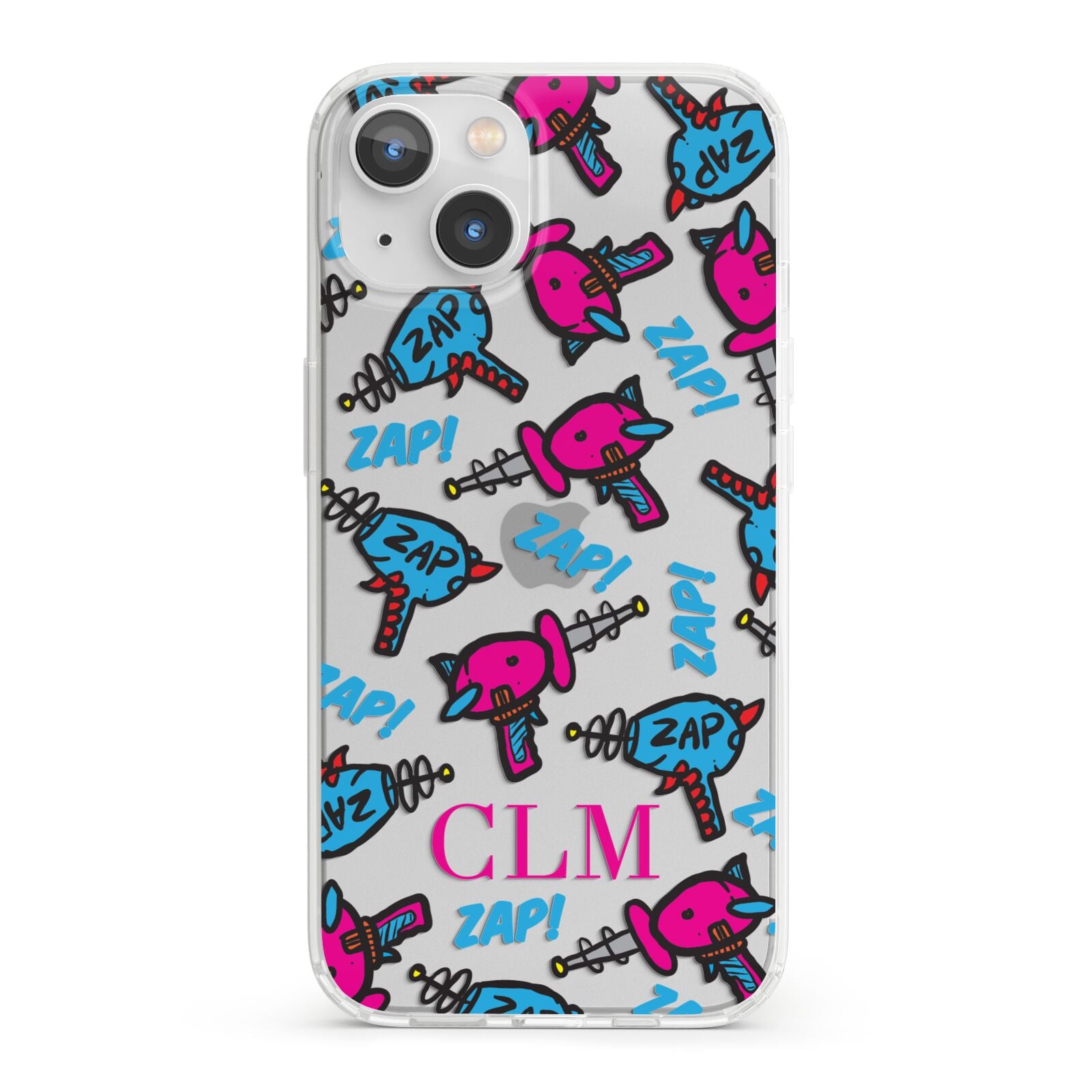 Personalised Ray Gun Initials iPhone 13 Clear Bumper Case