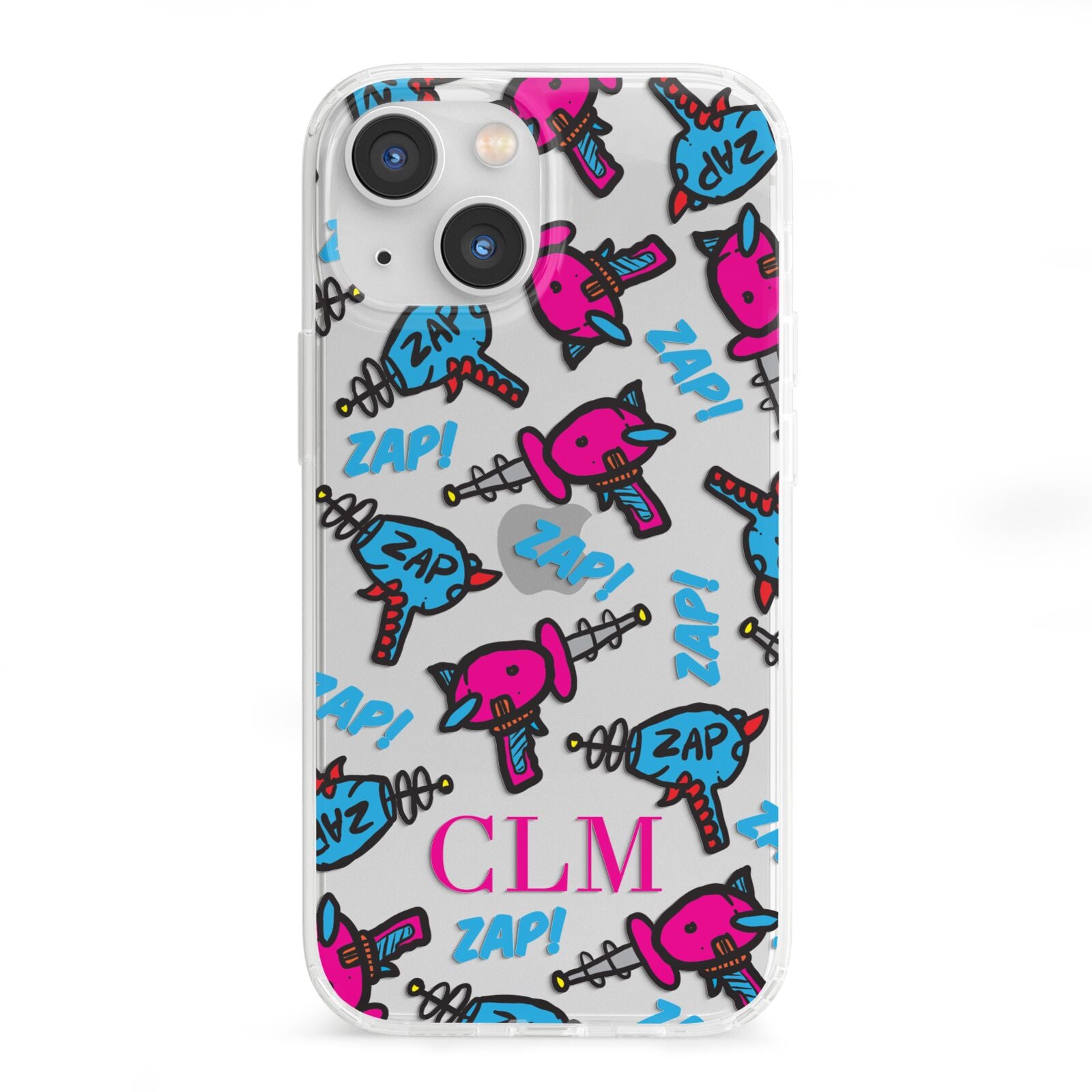 Personalised Ray Gun Initials iPhone 13 Mini Clear Bumper Case