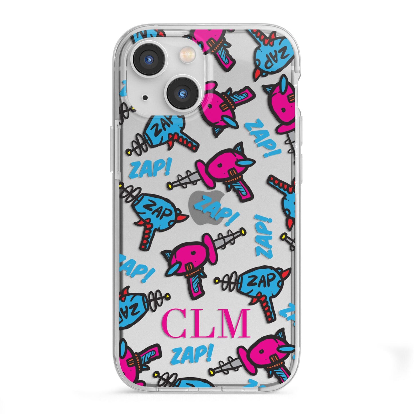 Personalised Ray Gun Initials iPhone 13 Mini TPU Impact Case with White Edges