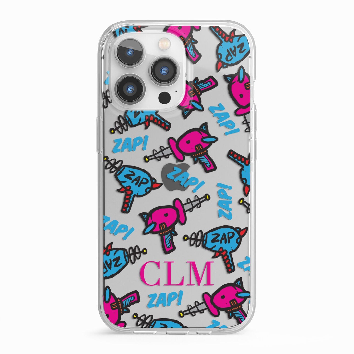 Personalised Ray Gun Initials iPhone 13 Pro TPU Impact Case with White Edges