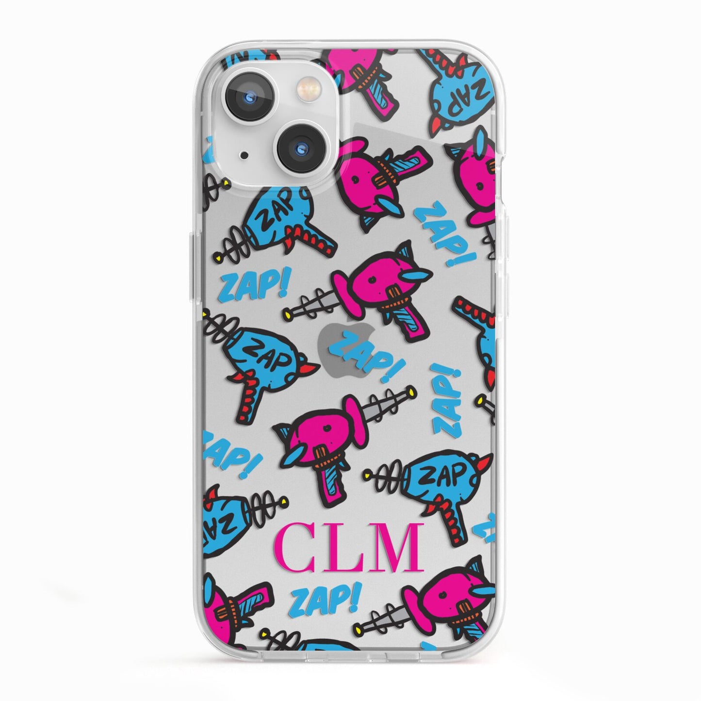 Personalised Ray Gun Initials iPhone 13 TPU Impact Case with White Edges