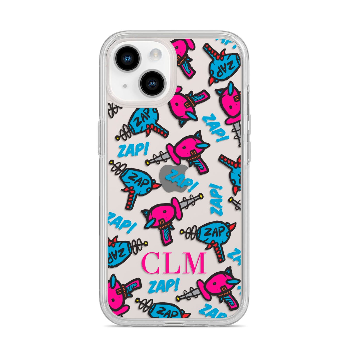 Personalised Ray Gun Initials iPhone 14 Clear Tough Case Starlight