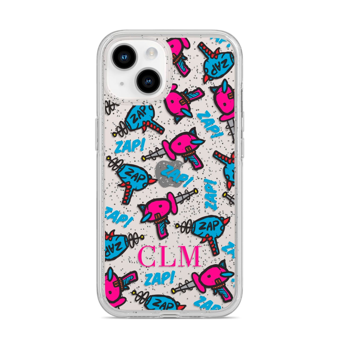 Personalised Ray Gun Initials iPhone 14 Glitter Tough Case Starlight