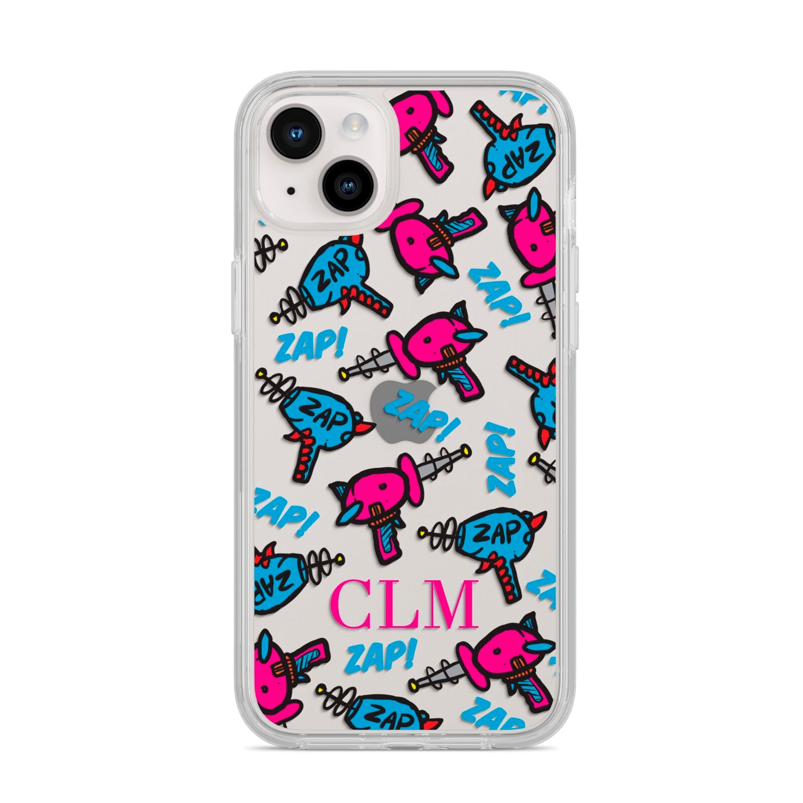 Personalised Ray Gun Initials iPhone 14 Plus Clear Tough Case Starlight