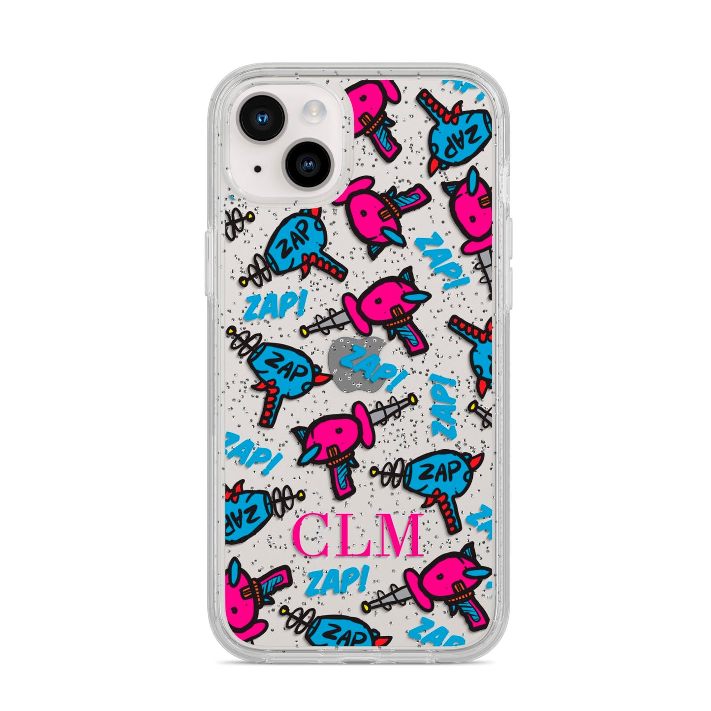 Personalised Ray Gun Initials iPhone 14 Plus Glitter Tough Case Starlight