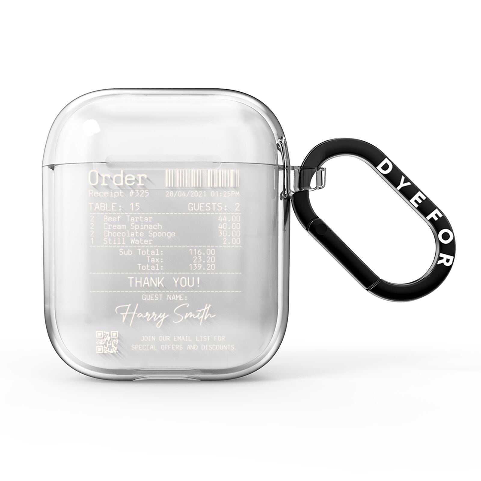 Personalised Receipt AirPods Clear Case