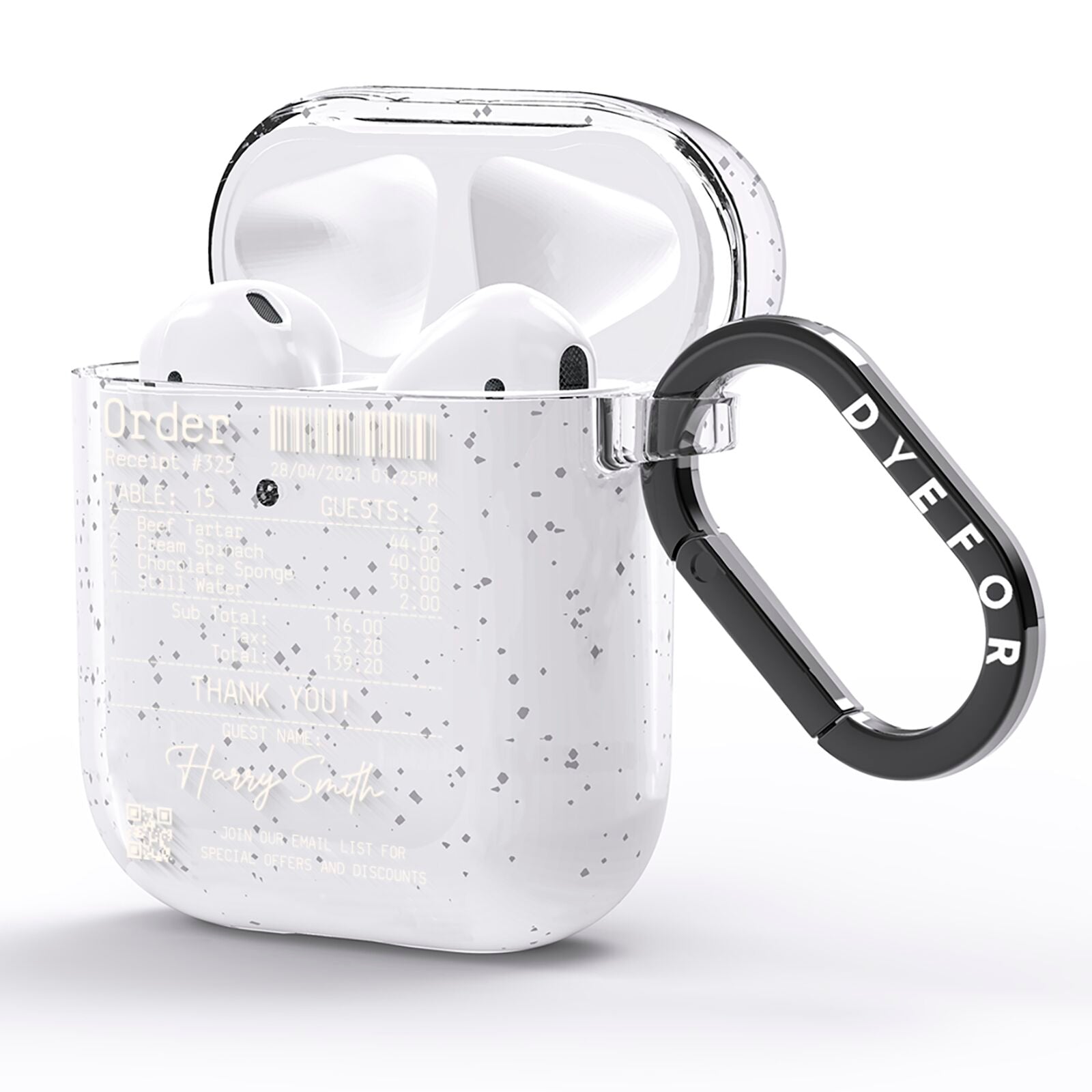 Personalised Receipt AirPods Glitter Case Side Image