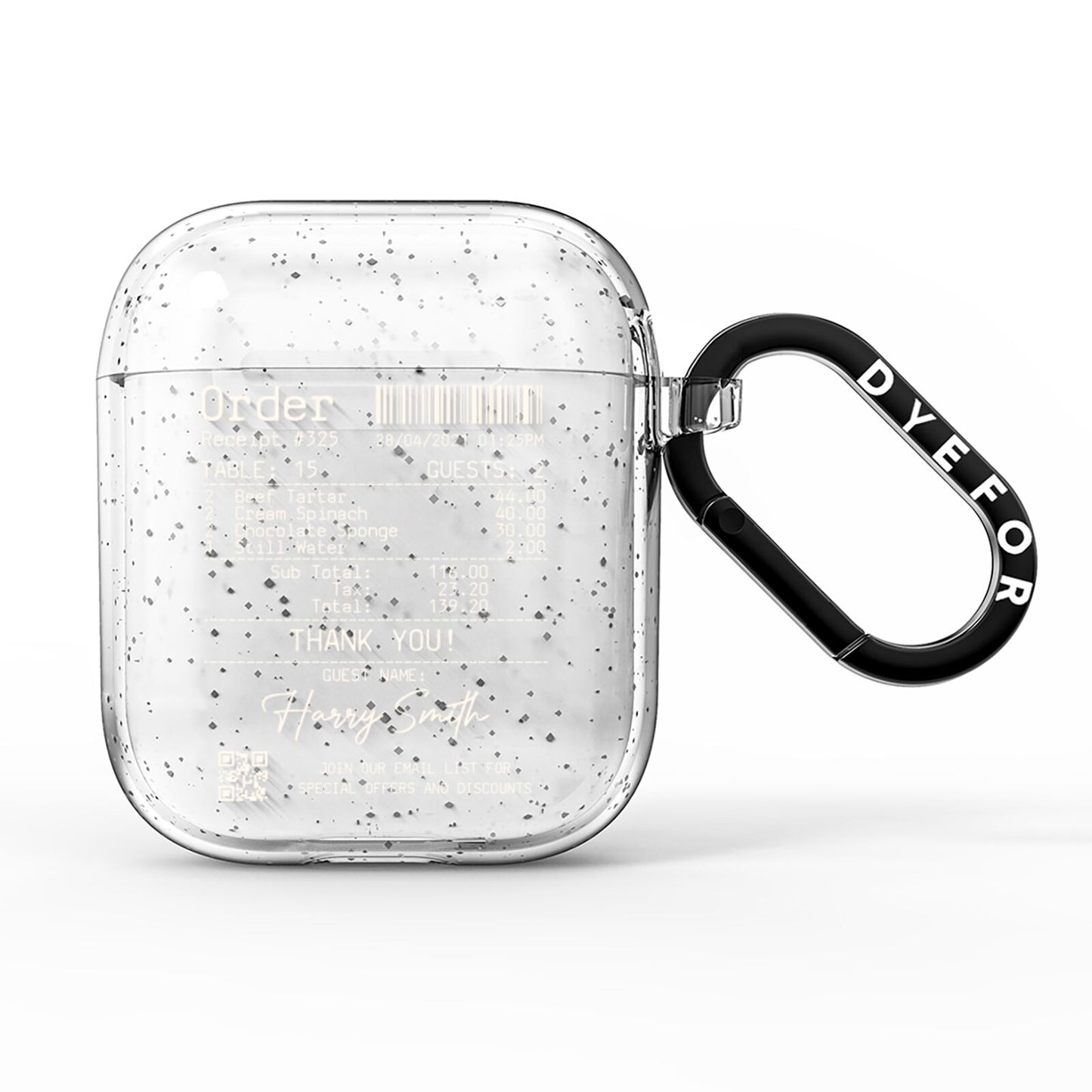 Personalised Receipt AirPods Glitter Case