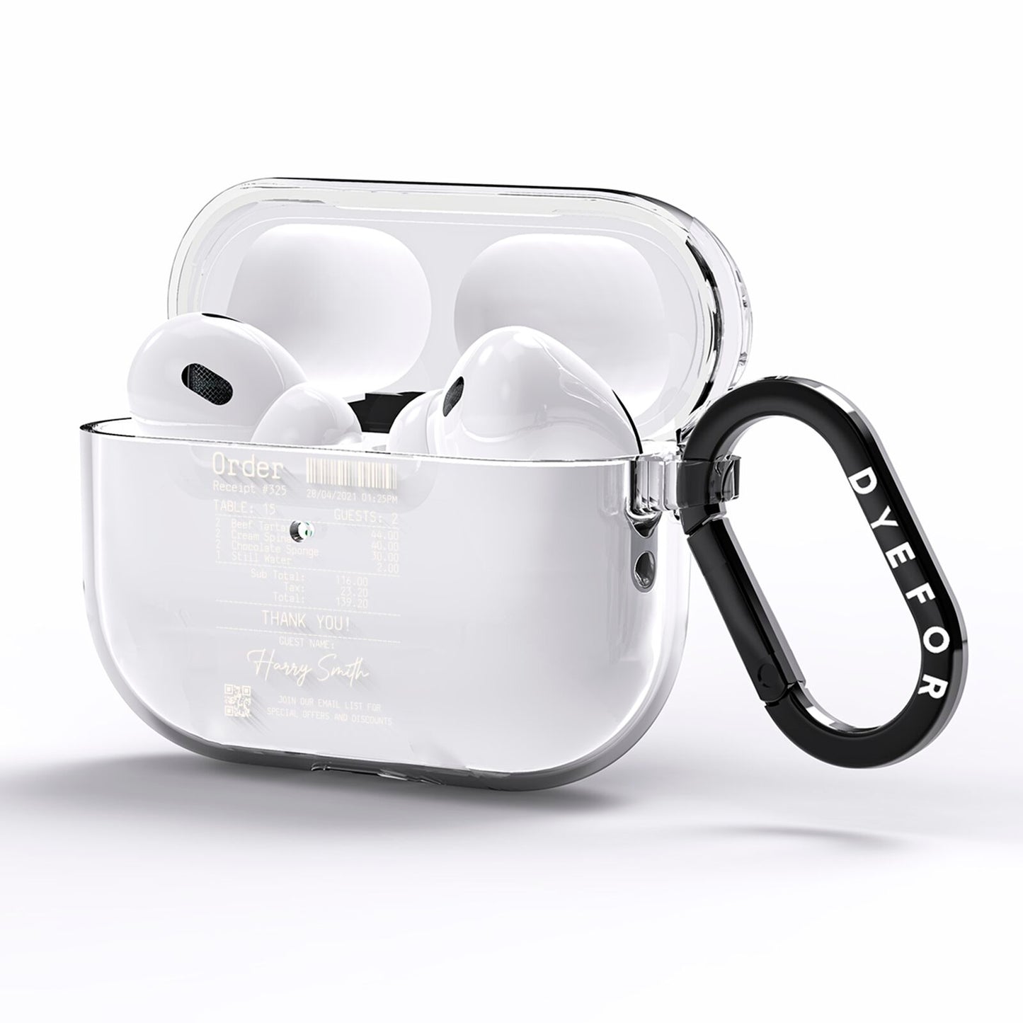 Personalised Receipt AirPods Pro Clear Case Side Image