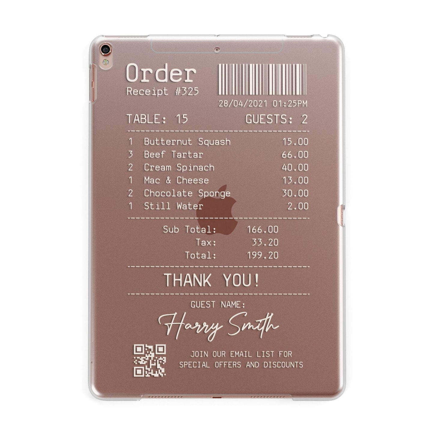 Personalised Receipt Apple iPad Rose Gold Case