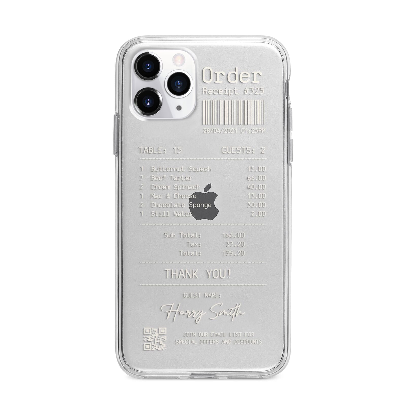 Personalised Receipt Apple iPhone 11 Pro Max in Silver with Bumper Case