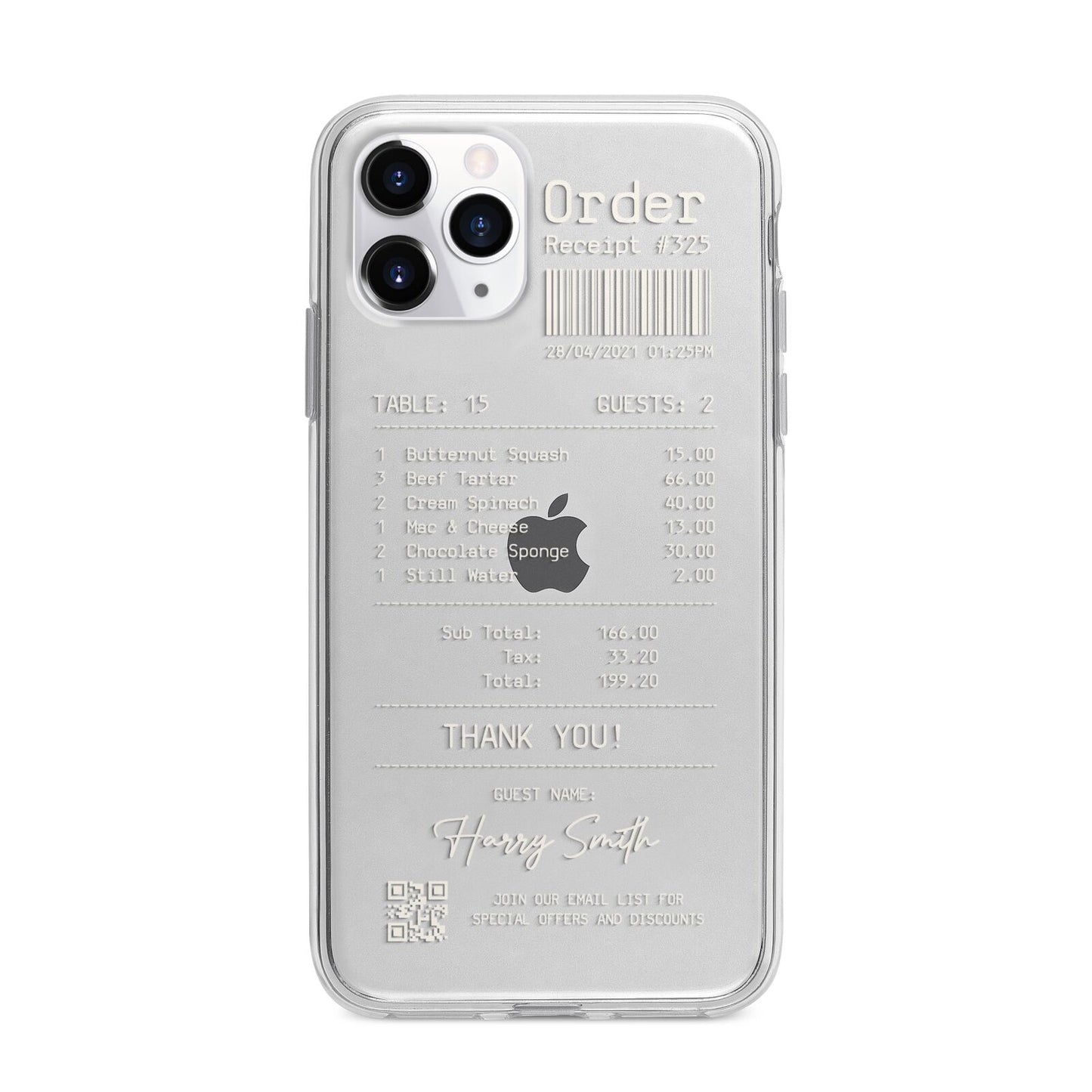 Personalised Receipt Apple iPhone 11 Pro in Silver with Bumper Case