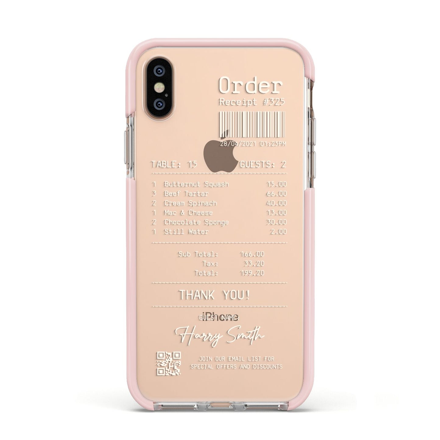 Personalised Receipt Apple iPhone Xs Impact Case Pink Edge on Gold Phone