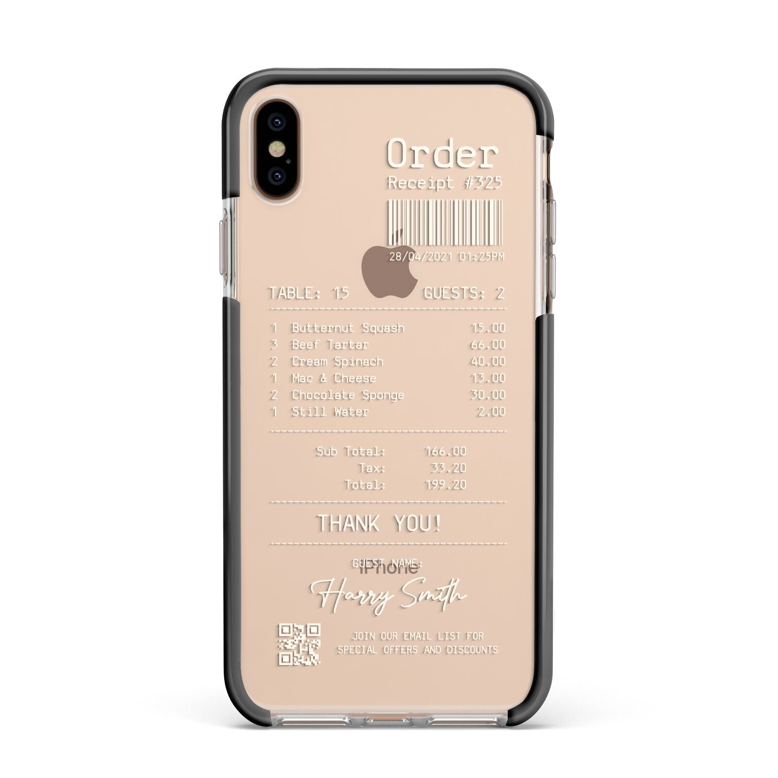 Personalised Receipt Apple iPhone Xs Max Impact Case Black Edge on Gold Phone