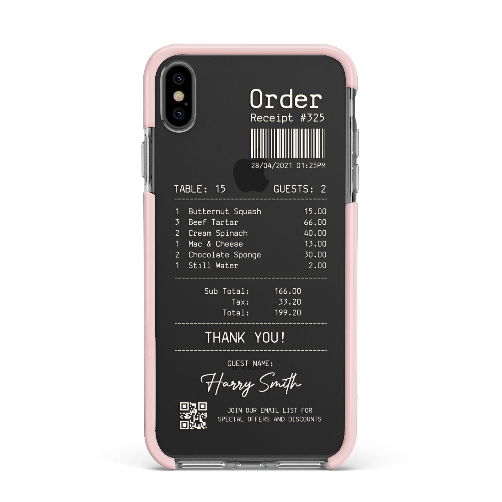 Personalised Receipt Apple iPhone Xs Max Impact Case Pink Edge on Black Phone