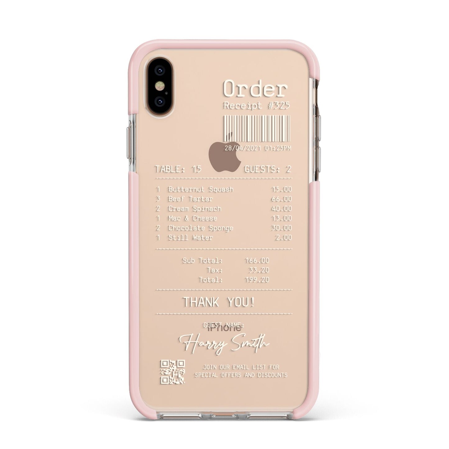 Personalised Receipt Apple iPhone Xs Max Impact Case Pink Edge on Gold Phone